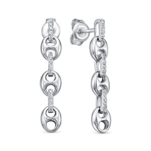 Серьги с английским замком из серебра с фианитами