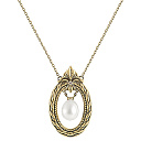 Колье из желтого золота с бриллиантом, жемчугом