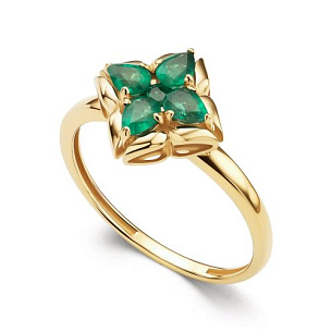 Кольцо из желтого золота с изумрудом