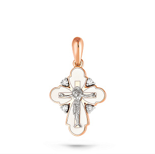 Крест из красного золота с бриллиантом