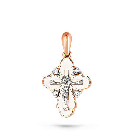 Крест из красного золота с бриллиантами