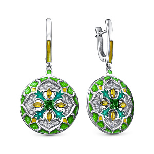 Серьги с английским замком из серебра с фианитами