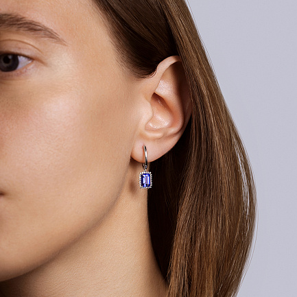 Серьги с английским замком из белого золота с бриллиантами