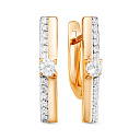 Серьги с английским замком из красного золота с фианитами