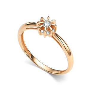 Кольцо из красного золота с бриллиантом