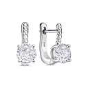 Серьги с английским замком из серебра с фианитами