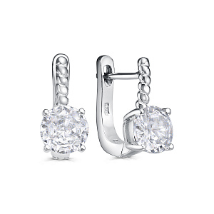 Серьги с английским замком из серебра с фианитами