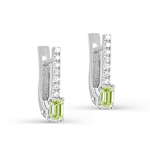 Серьги с английским замком из белого золота с сапфиром