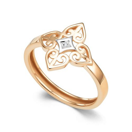 Кольцо из красного золота с бриллиантом