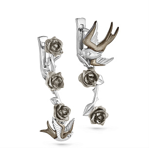 Серьги с английским замком из белого золота с бриллиантом