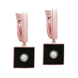 Серьги с английским замком из красного золота с бриллиантами