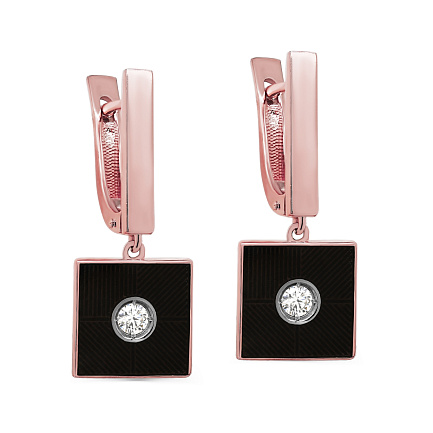 Серьги с английским замком из красного золота с бриллиантами