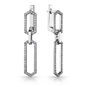 Серьги с английским замком из белого золота с бриллиантами