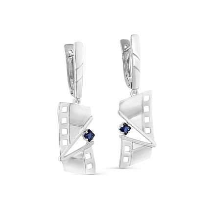 Серьги с английским замком из серебра с фианитами