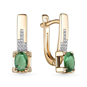 Серьги с английским замком из красного золота с бриллиантом