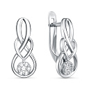 Серьги с английским замком из серебра с фианитами