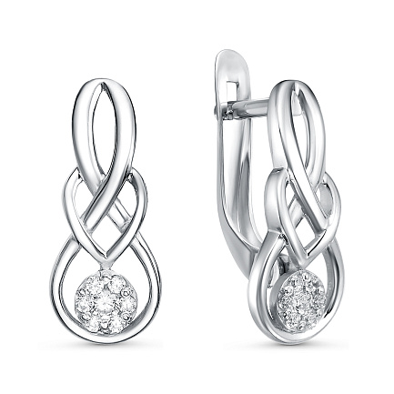 Серьги с английским замком из серебра с фианитами