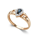 Кольцо из красного золота с бриллиантами, сапфиром