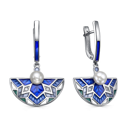 Серьги с английским замком из серебра с жемчугом