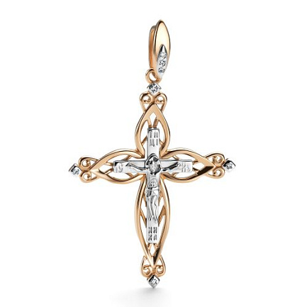 Крест из красного золота с бриллиантами
