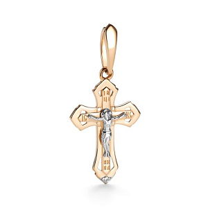 Крест из красного золота с бриллиантом
