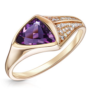 Кольцо из желтого золота с бриллиантом