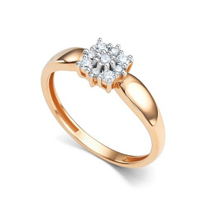 Кольцо из красного золота с бриллиантами