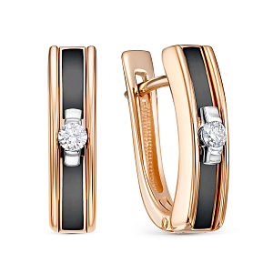 Серьги с английским замком из красного золота с бриллиантами