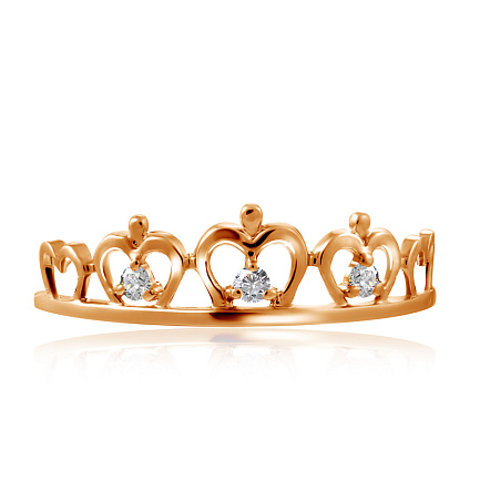 Кольцо из красного золота с фианитом