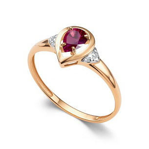 Кольцо из красного золота с бриллиантом