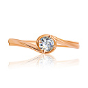 Кольцо помолвочное из красного золота с бриллиантом