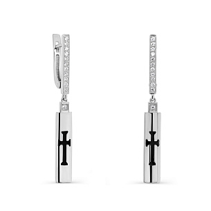 Серьги с английским замком из серебра с фианитом