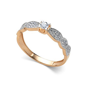 Кольцо из красного золота с бриллиантом