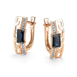 Серьги с английским замком из красного золота с бриллиантом