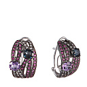 Серьги из комбинированного золота с бриллиантами, сапфирами