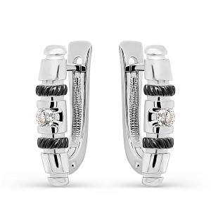 Серьги с английским замком из белого золота с бриллиантами