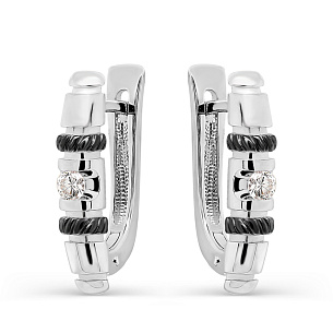 Серьги с английским замком из белого золота с бриллиантом