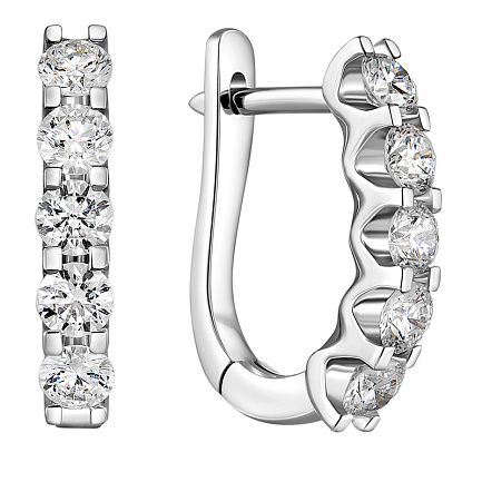 Серьги с английским замком из белого золота с бриллиантами