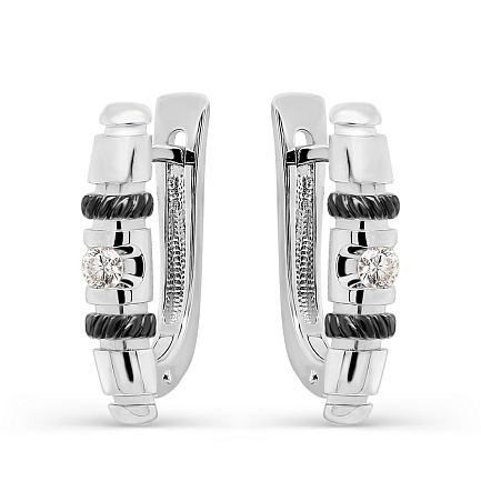 Серьги с английским замком из белого золота с бриллиантами