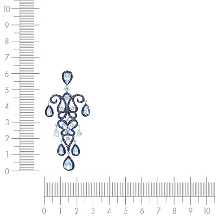 Подвеска из белого золота с сапфирами, топазами