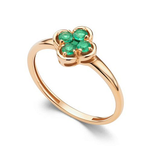 Кольцо из красного золота с изумрудом