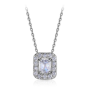 Колье из белого золота с бриллиантами, плетение якорное