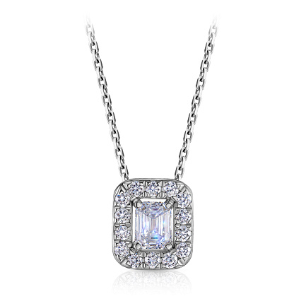 Колье из белого золота с бриллиантами, плетение якорное