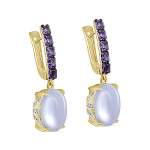 Серьги с английским замком из желтого золота с бриллиантами