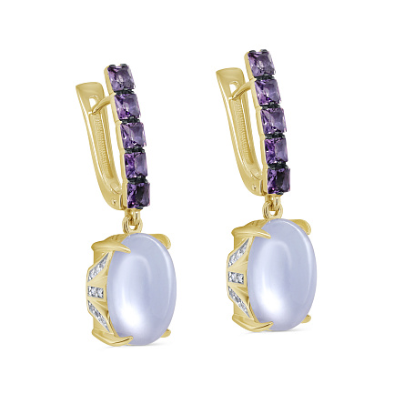 Серьги с английским замком из желтого золота с бриллиантами