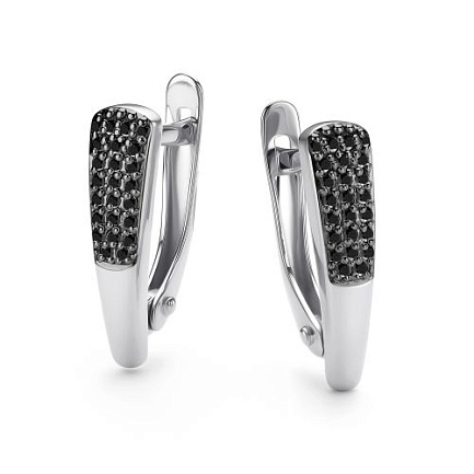 Серьги с английским замком из белого золота с бриллиантами