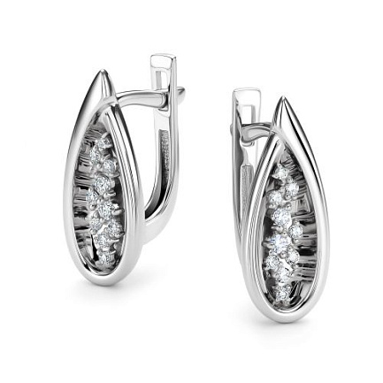 Серьги с английским замком из белого золота с бриллиантами