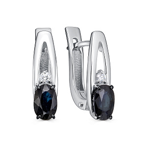 Серьги с английским замком из белого золота с бриллиантами