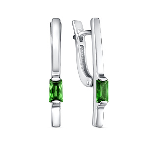 Серьги с английским замком из серебра с фианитом