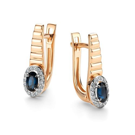 Серьги с английским замком из красного золота с бриллиантами